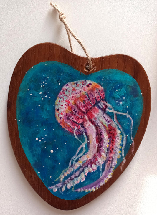 "Jelly dreams" Painting on a wooden heart