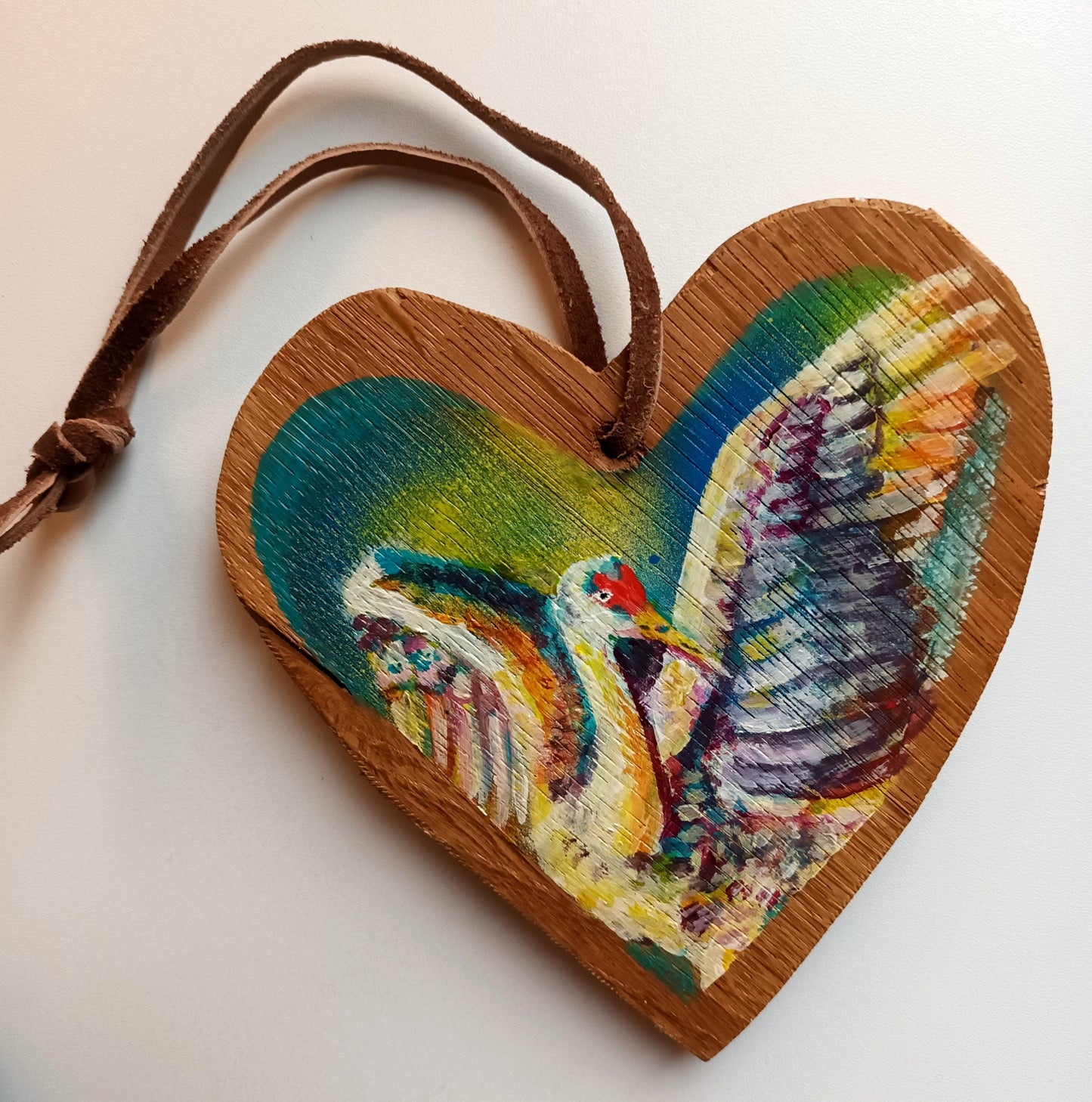 "Balanced path" Painting on a wooden heart