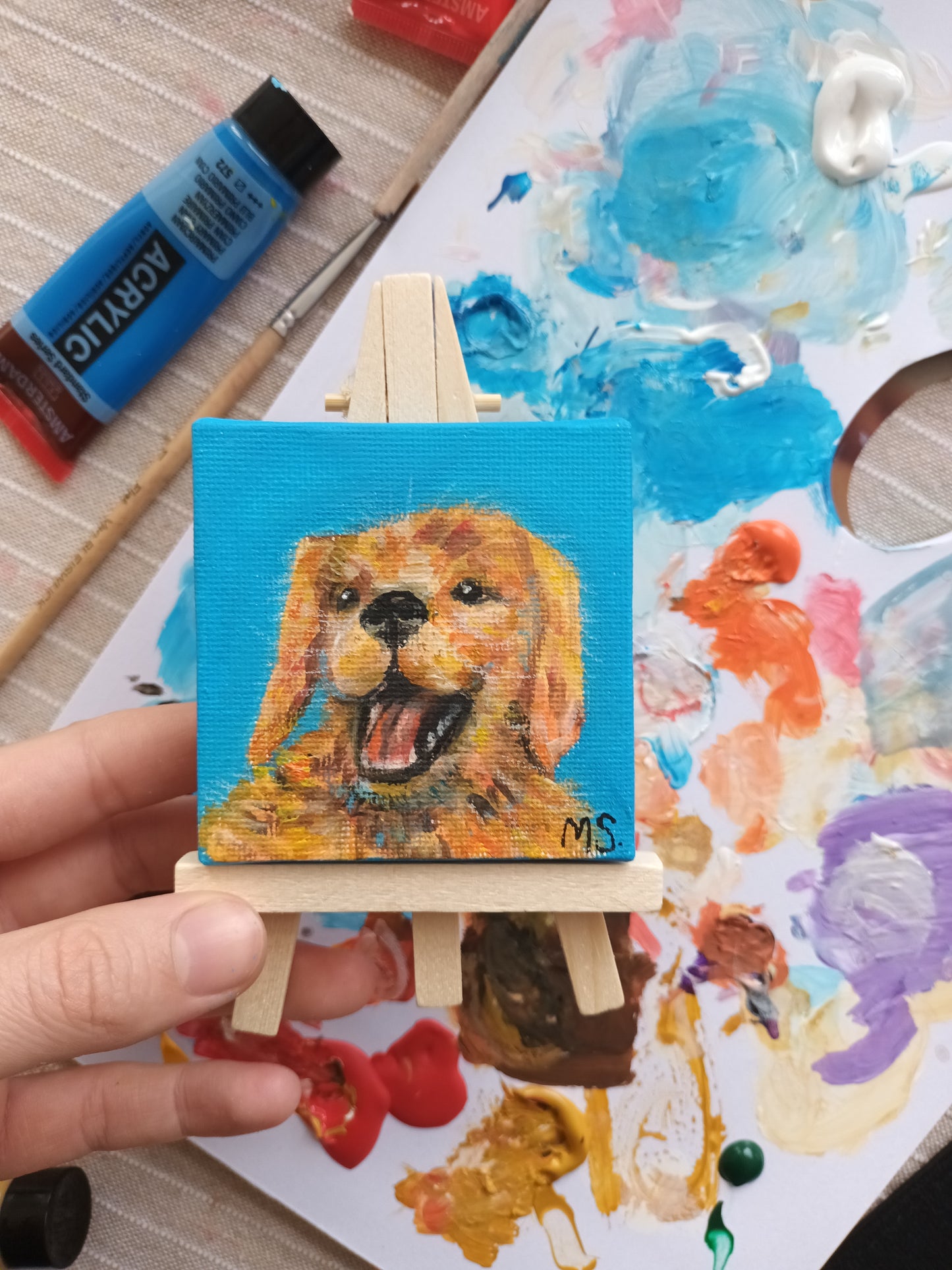 Golden retriever puppy - Mini Original Painting